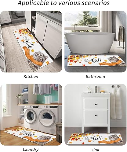 Miniatura 6 de Tapete de baño de animales de Acción de Gracias para bañera, antideslizante, de secado rápido y absorbente, tierra de diatomeas, fregadero de ducha