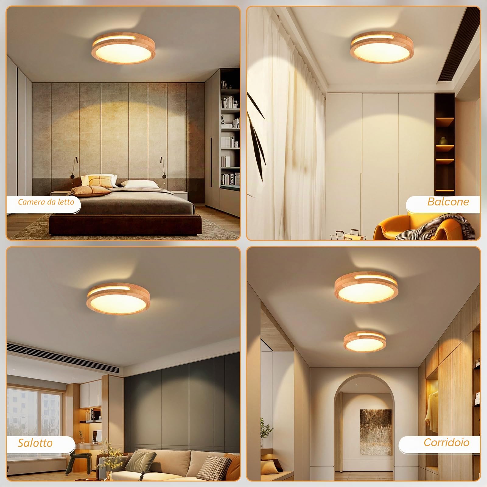 Plafoniera Led Soffitto, Legname Plafoniera Soffitto, Plafoniera Led, 4500k 24w ø40cm Luce Naturale, Adatto A Camere Da Letto, Bagno, Soggiorni E Corridoi