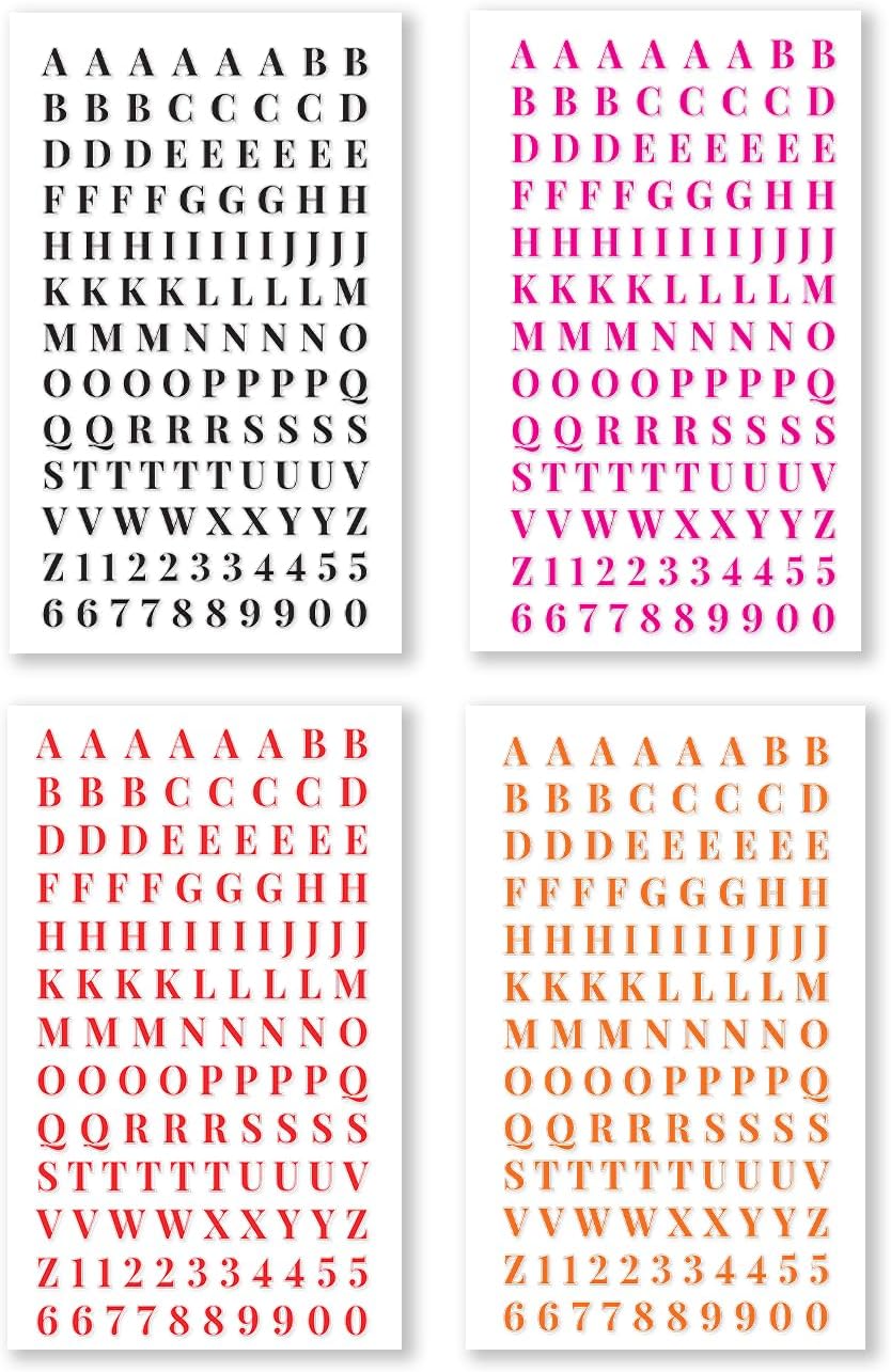 Rongrong Alphabet Collection Sticker Book for Planners, Journals, Scrapbooks – Letters in Multiple Fonts, Sizes & Styles – Perfect for Personalizing Tabs, Labels & Creative Projects - 25 Pages