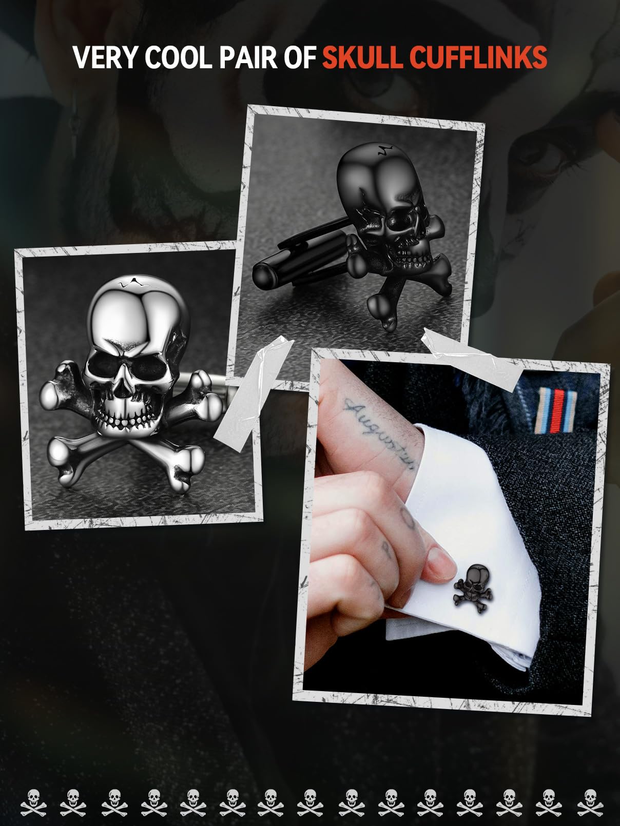 FaithHeart Gemelli per Camicia Abito Uomo Stile Vichingo Tecnologia di Rilievo 3D Rune Celtico Trinità Lupo in Argento/Nero Vintage Lucidatura Manuale Regalo per Lei Padre Ragazzi
