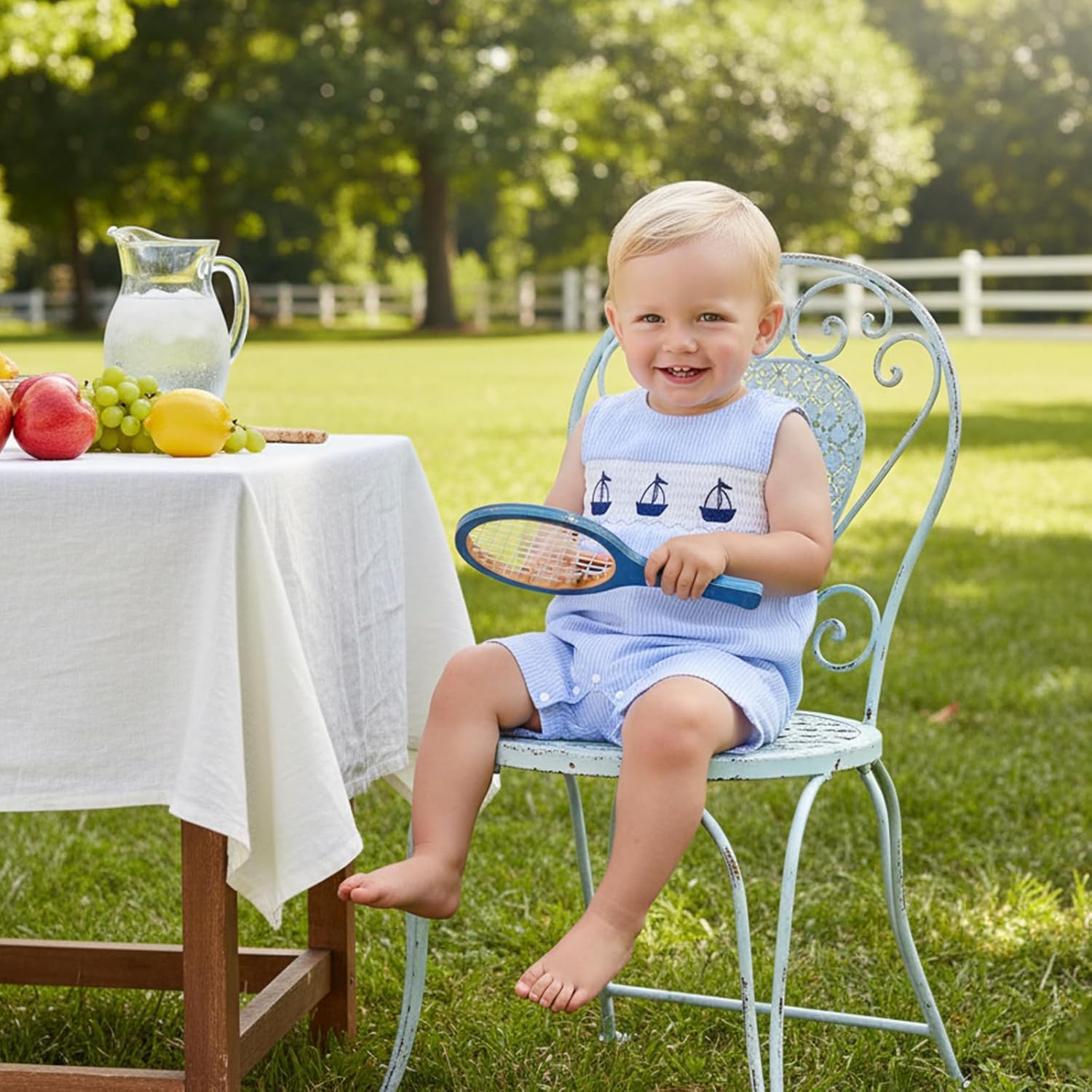 Baby Boy Summer Outfit Sailboat Embroidered Smocked Sleeveless Striped Romper Jumpsuit Infant Newborn Shortalls