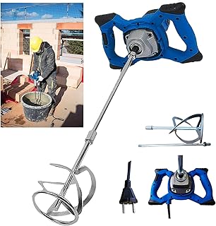 Mélangeur à béton 2600 W, 6 vitesses, 0-1500 tr/min, tige spirale M14 59 cm, agitateur de mortier de couleur Ø 120 mm, pour mélanges,mélangeur manuel pour peinture, béton, plâtre, colle et ciment