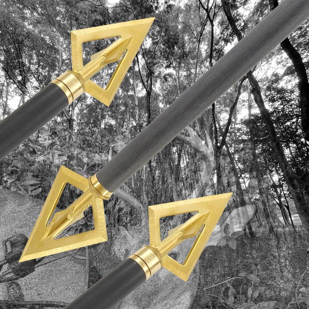 maifield Broadheads Fixed Blade One-Piece 100/125 Grain. 1inch Cut Hunting Crossbow Broad Head Archery Arrow Tip 3Pack