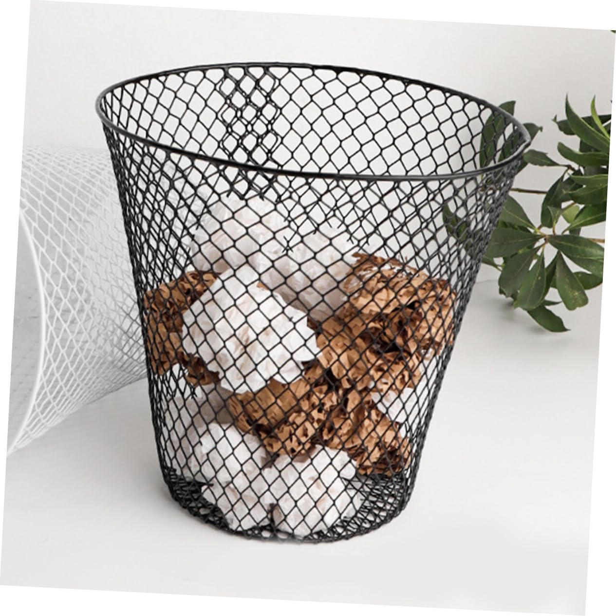 Iron Woven Storage Basket for Household Organization Versatile Cast Iron Hamper for Fruits Vegetables and Daily Sundries Stylish and Functional Waste Holder for Home Office