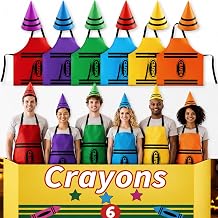 13 Pcs Crayon Costume Set, Color Apron Cone Hats Crayon Box Group Costume