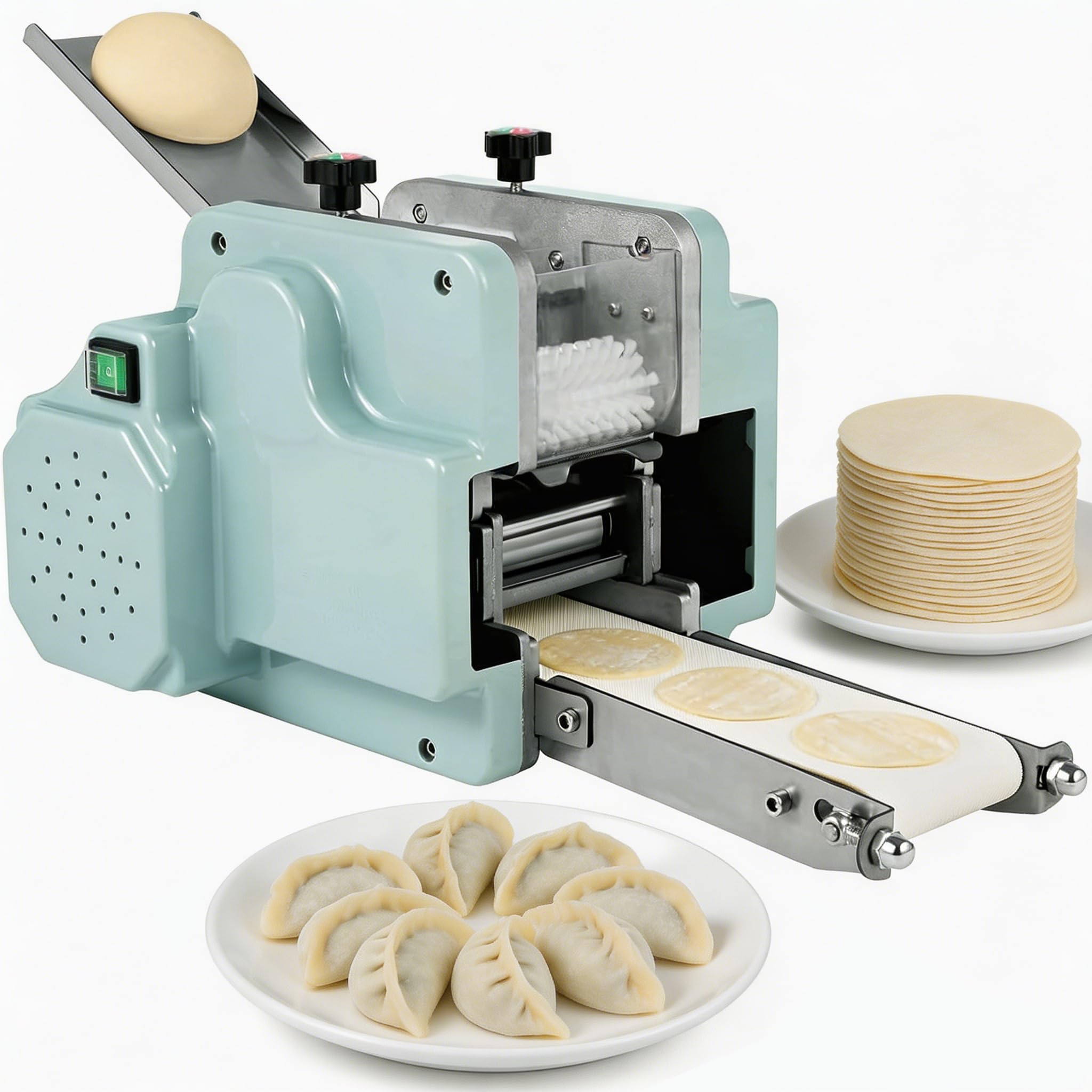 Elektryczna Maszyna Do Pierogów, Elektryczna Maszyna Do Pierogów Z Okrągłą Formą, Wysoka Wydajność 50-60 Szt./min, Regulowana Grubość Do Pierożków Wonton, Domowy Komercyjny