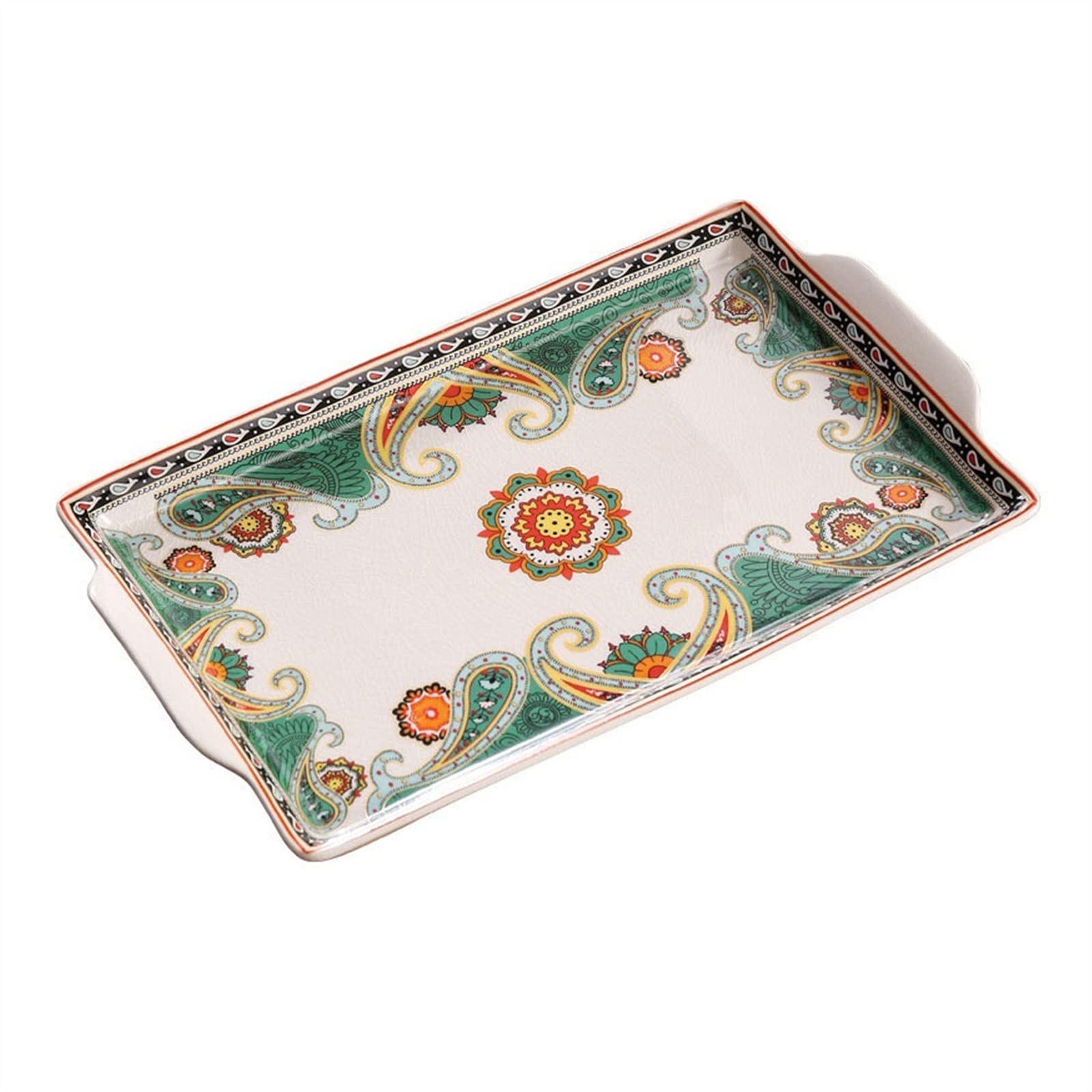 Plateau en céramique vintage pour petit déjeuner et rangement de table