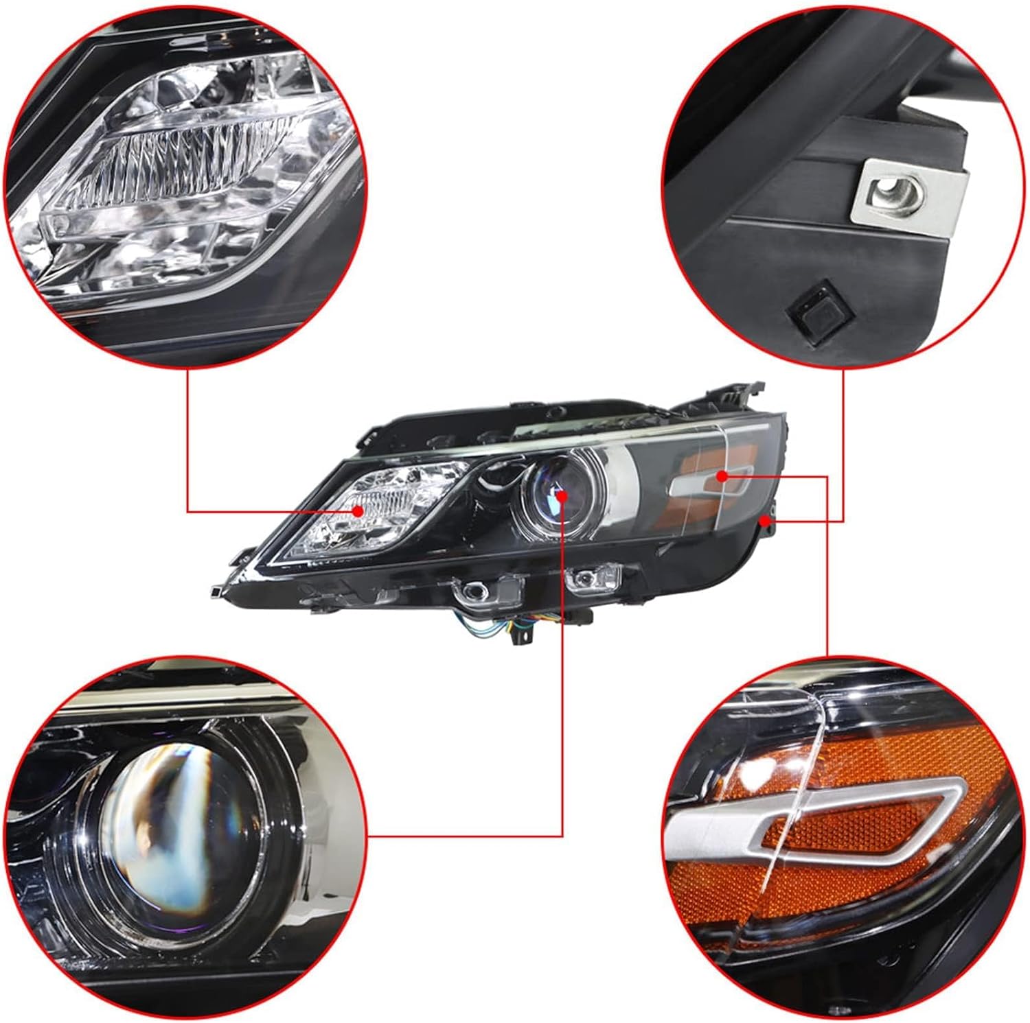 Driver and Passenger Side Projector Headlights Black Housing Clear Lens Headlamps Assembly Repalcement for 2014-2020 Im-pala Halogen Model Only