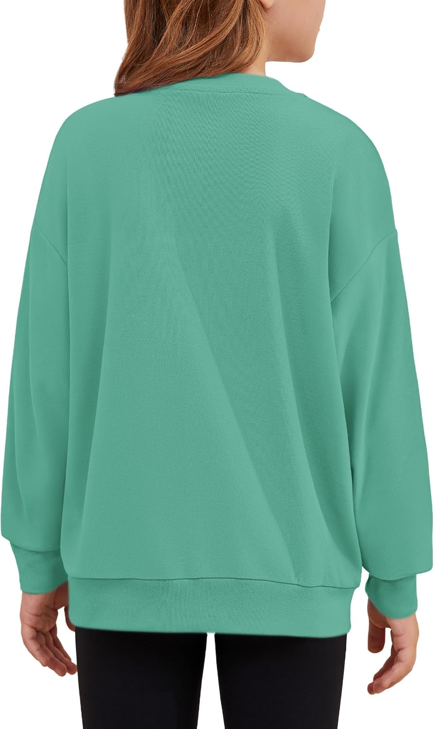 Girls Crewneck Sweatshirts Kids Cute Hoodless Oversized Fleece Pullover Drop Shoulder Tops - Image 4