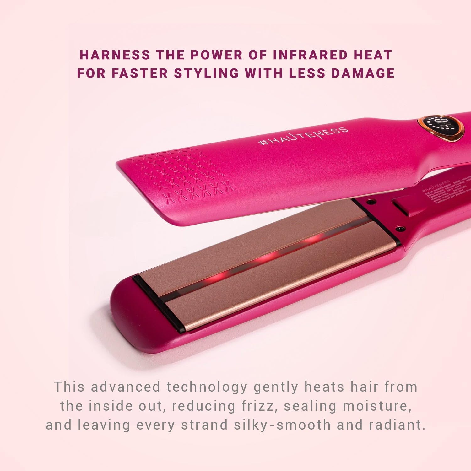 1.5" Digital Wide-Plate Flat Iron — Infrared Tourmaline Ceramic, Precision Temperature Control, Salon-Quality Results for All Hair Types (Pink)
