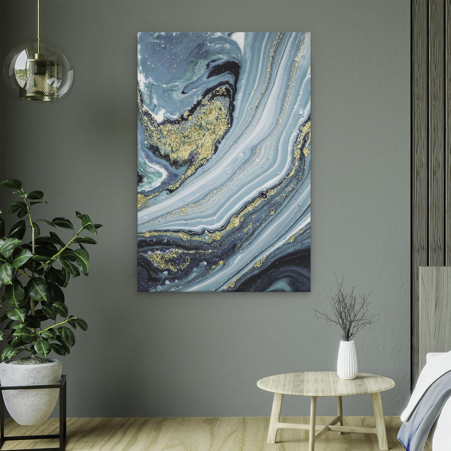 Artaza Leinwand Bilder Abstrakte Kunst Meer - 60x90 cm - Wanddeko Wohnzimmer - Abstrakte Bilder Leinwand - Deko Badezimmer - Türkis