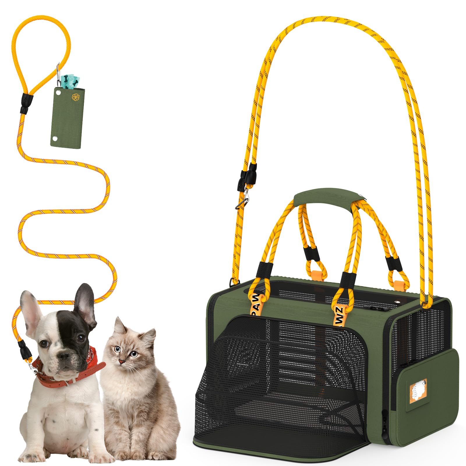 PAWZIDEA Expandable Pet Carrier Airline Approved, 18"&times;11"&times;11" Small Dog Carriers, Collapsible Top-Load Cat Carrier for 2 Cats Under Seat, Soft-Sided Puppy & Animal Travel Bag, ID Card, Up to 15lbs