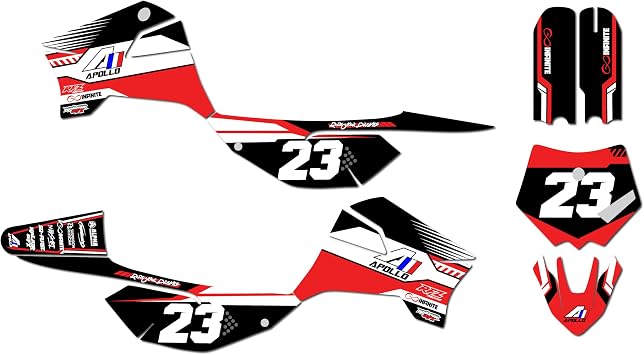 Graphics Kit for Apollo RFZ X4-X6 X14-X19 All Years Viper Series Red 09 Mil-Dirt bike Custom Racing Graphics Decals Stickers Kit, no-plastics