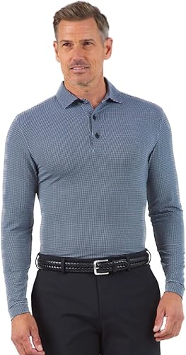 Miniatura 2 de IBKUL Polo de manga larga con protección solar UPF 50+ Icefil Cooling Tech Mini Check 95754 para hombre