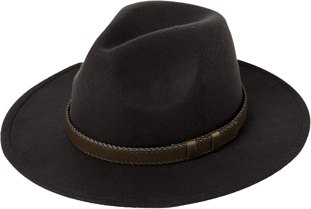 Jeff & Aimy Fedora Hat for Mens Womens Spring Panama Wide Brim Vintage Trilby Belt Buckle Classic
