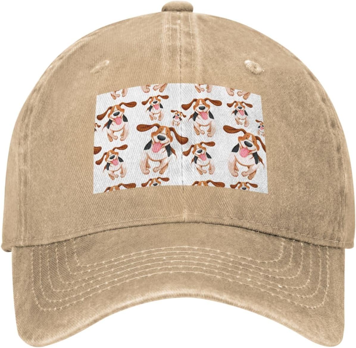 Cartoon Pug Print Cowboy Hat Personalized Baseball Cap Fashion Hat Cap Funny Gifts for Women Men Natural