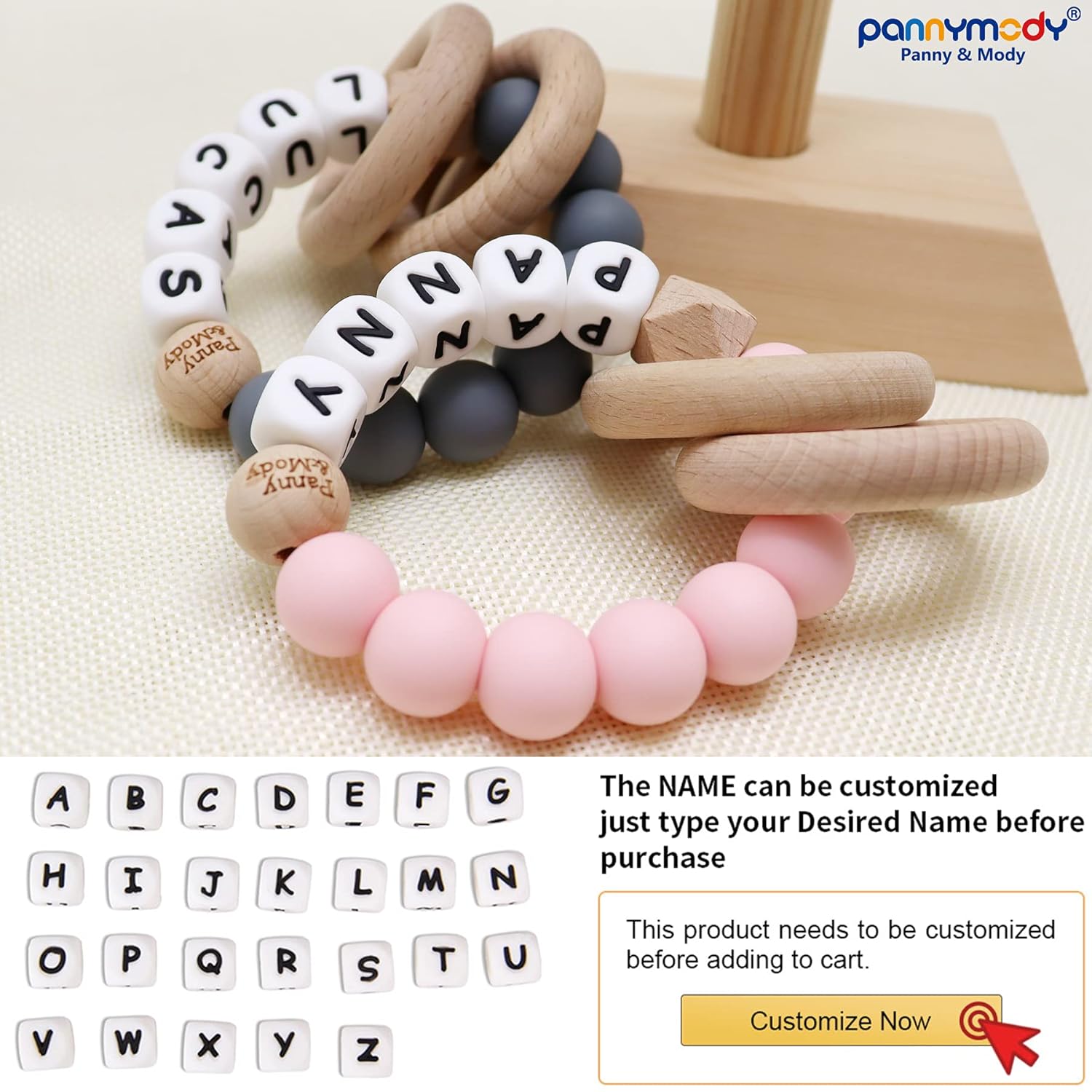 Keepsake Rattle Personalized Name, Customizable Grasping Activity Shaker Toy Grab and Spin Rattles, Early Educational Toys for Newborn Baby Infant Toddler Boy Girl (Lavender) : Toys & Games