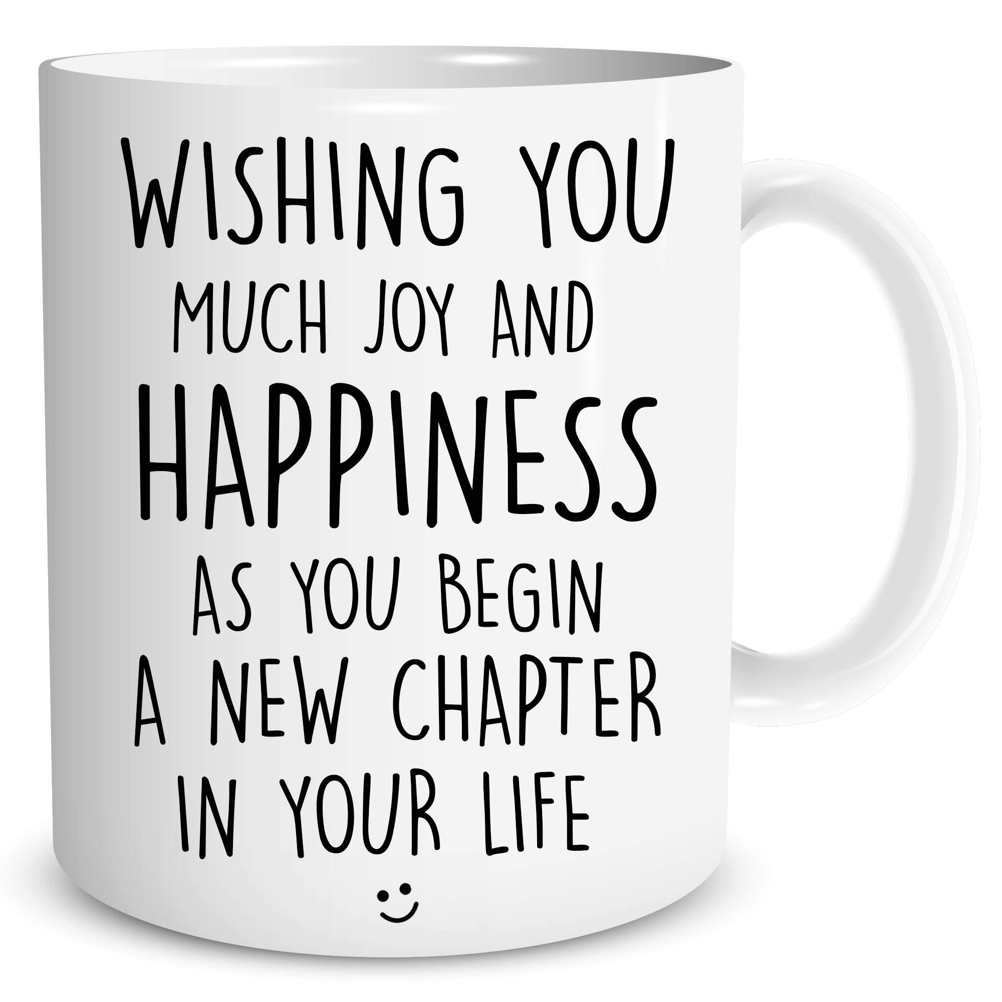 Peachy Antics White Novelty Funny Coffee Mug Leaving Gift Good Luck Coworker Work Colleagues New Job Gift Funny Mug Happiness Begin Your New Chapter Wsdmug1381