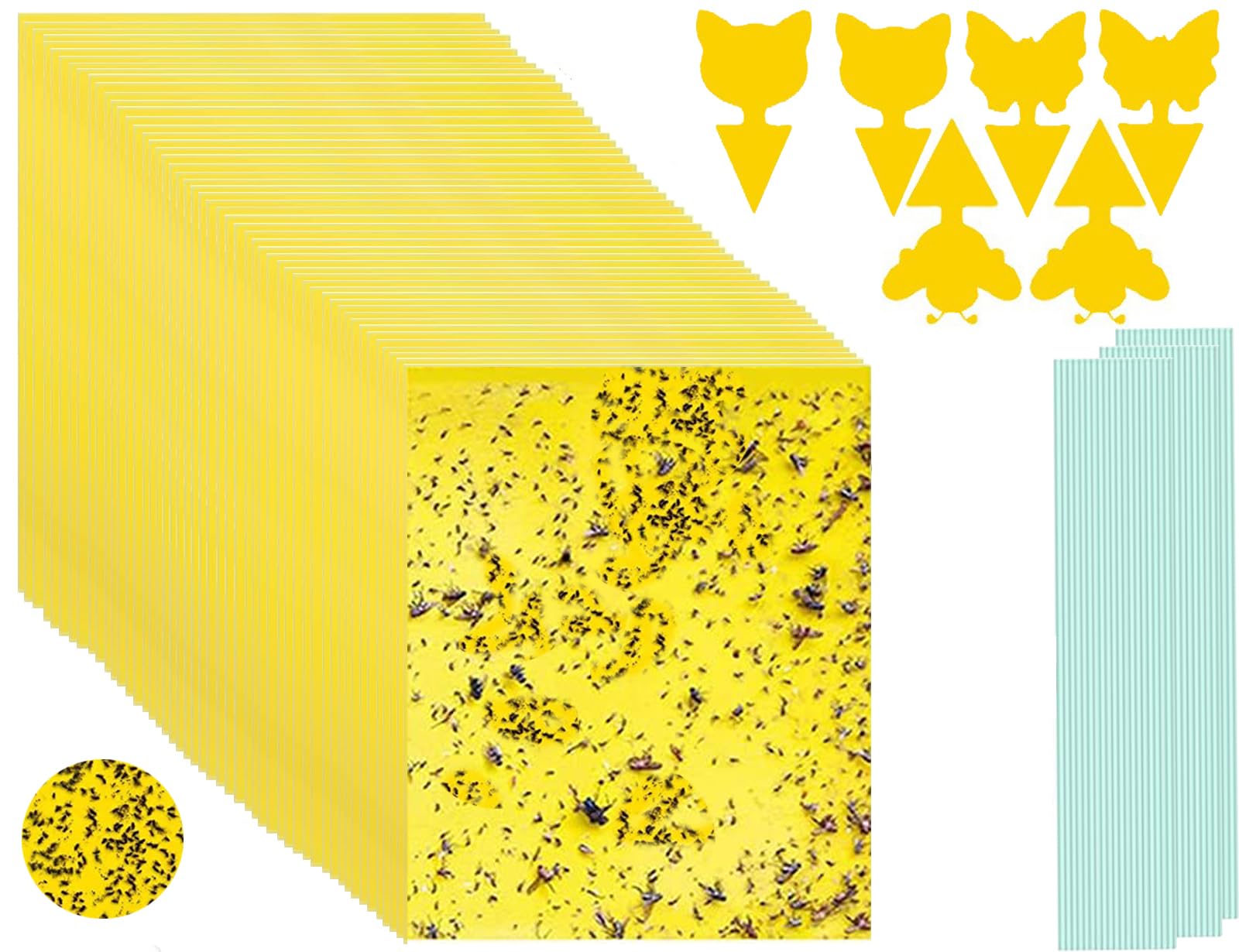 Manfa Trampas de Insectos de Doble Cara,56 Piezas Trampas Pegajosas Papeles Pegajosos Amarillos Trampas de Moscas para Moscas, Pulgones, Mineros de Hojas, Polillas,15x20cm (50PCS)