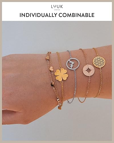 Miniatura 5 de LUUK LIFESTYLE Stainless steel bracelet with pendant and HAPPINESS card, filigree and minimalist women's jewelry, unique gift idea, lucky charm,