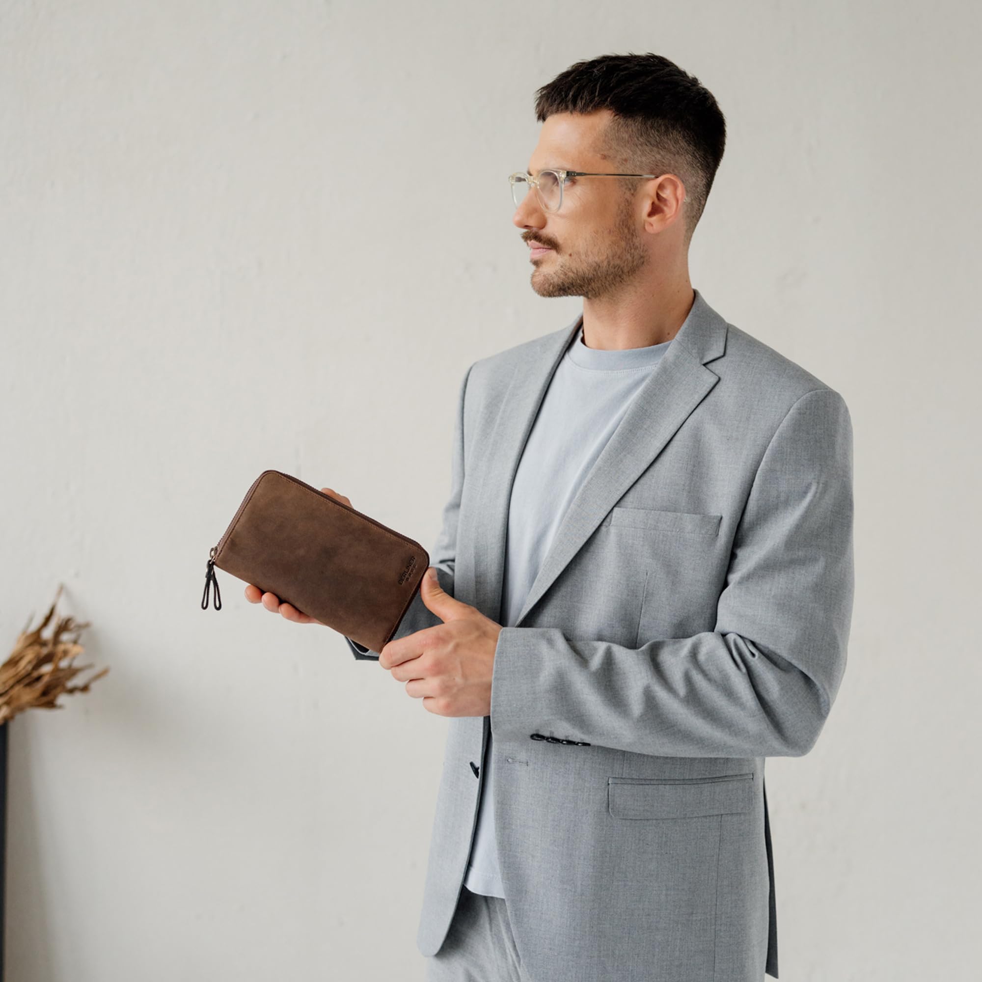 Berliner Bags Dallas M Cartera de Piel Auténtica Hombre, RFID, Organizador
