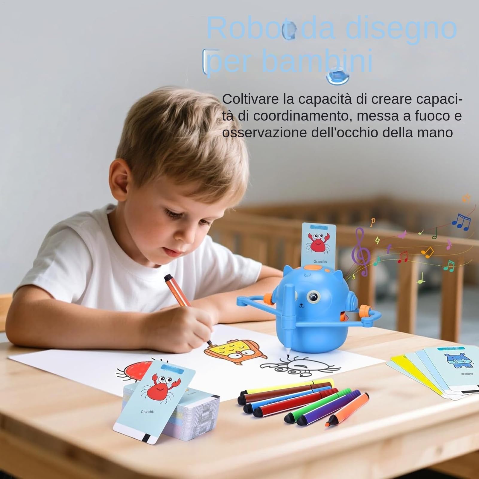 Robot Do Rysowania Dla Dzieci Interaktywna Zabawka Edukacyjna z Setem Kart | Zabawka do Rysowania i Tworzenia Sztuki Dla Przedszkolaków Chłopców Dziewczynek Dzieci Rodziny