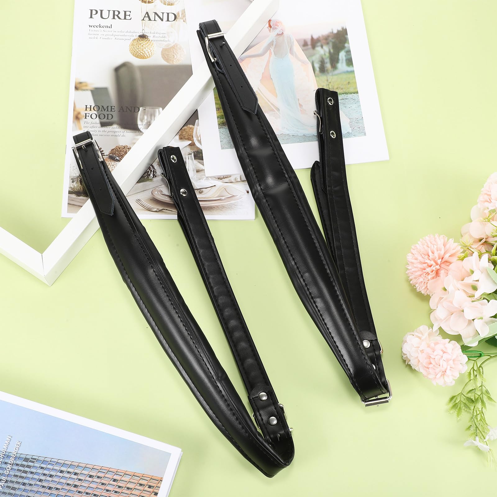 Toyvian Cinturón de Acordeón Ajustable Negro de Cuero Grueso, Correa de Repuesto Cómoda y Desmontable para Acordeones, Accesorio Compacto para Músicos, Soporte Resistente