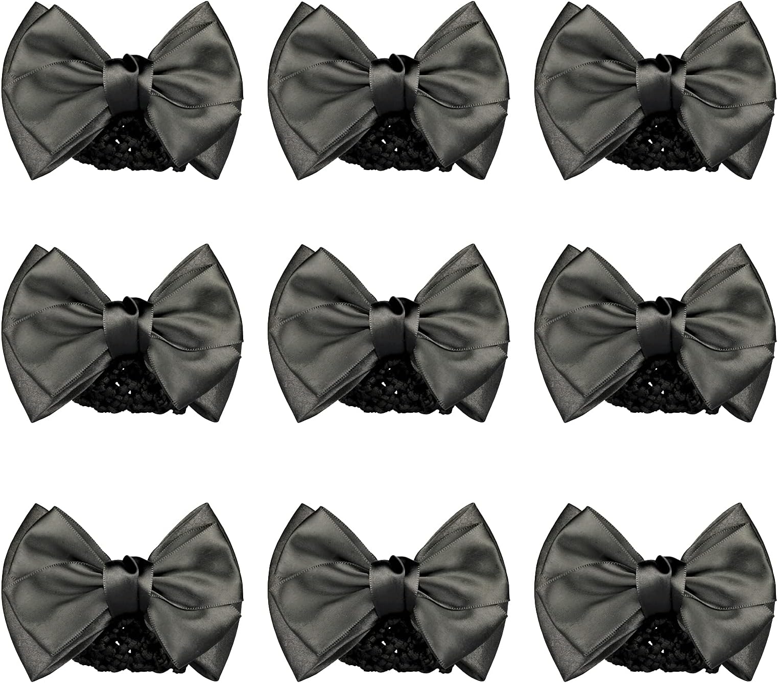 MISAZ 10 Pieces Women Hair Snood Net, French Barrettes Bun Cover Knit Hairnet Satin Bow Crochet Bowknot Decor Hair Clip Flower Hair Accessories for Women Mesh Work Hairnets