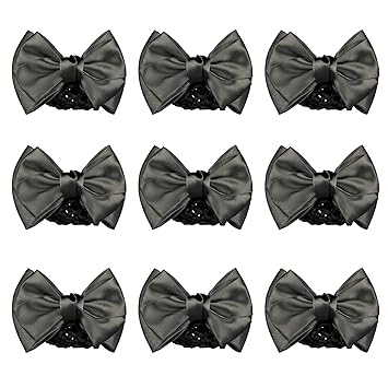 MISAZ 10 Pieces Women Hair Snood Net, French Barrettes Bun Cover Knit Hairnet Satin Bow Crochet Bowknot Decor Hair Clip Flower Hair Accessories for Women Mesh Work Hairnets