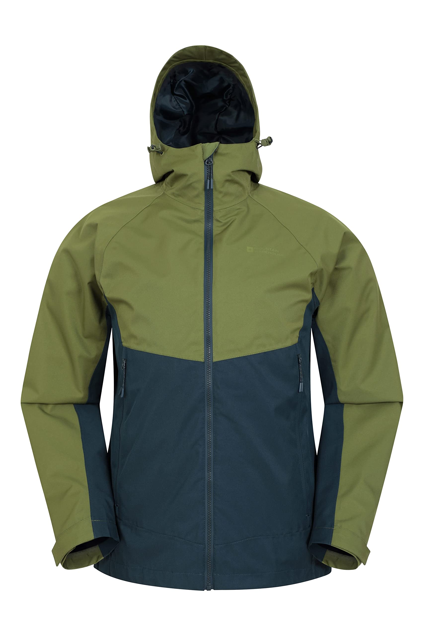 Mountain Warehouse Men's Green Verge Extreme Waterproof Jacket - 10,000Mm, Breathable, Taped Seams, Packaway Hood Rain Coat - Best For Wet Weather, Walking, Outdoors & Camping Large