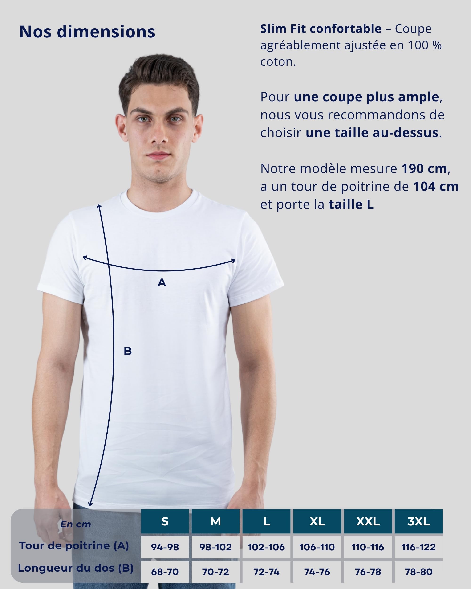 SKIPPER Lot de 3 T-Shirts Homme Col Rond Blanc – 100% Coton, Doux & Confortables – Style Simple pour Tous Les Jours – S–3XL