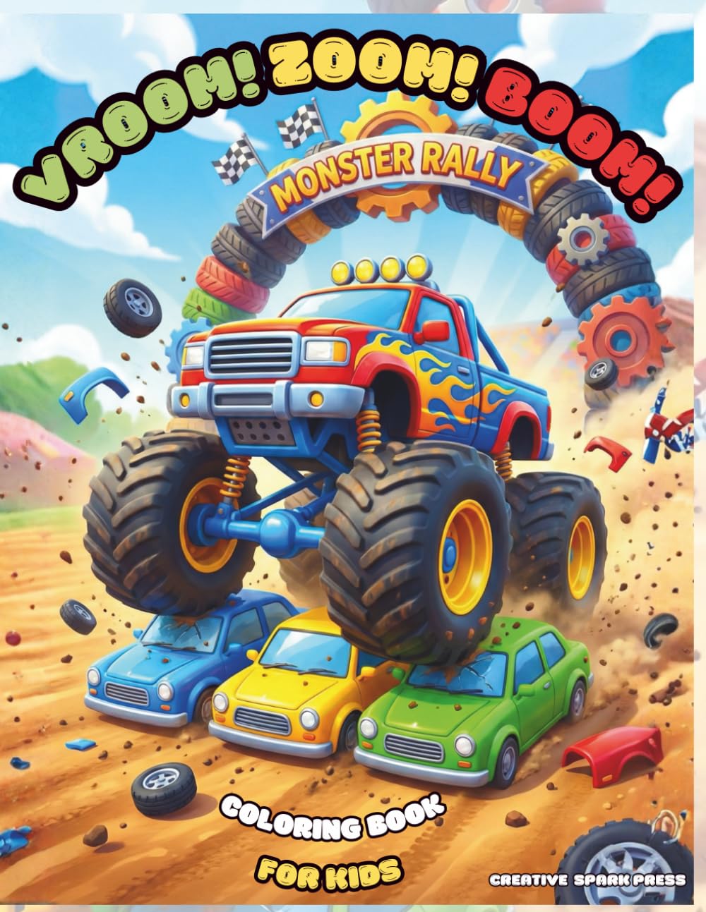 Vroom! Zoom! Boom! Coloring Book For Kids: Monster Rally Adventure: Big Monster Trucks, Crushing Cars, and High Speed Racing Action for Boys and Girls Ages 4-8