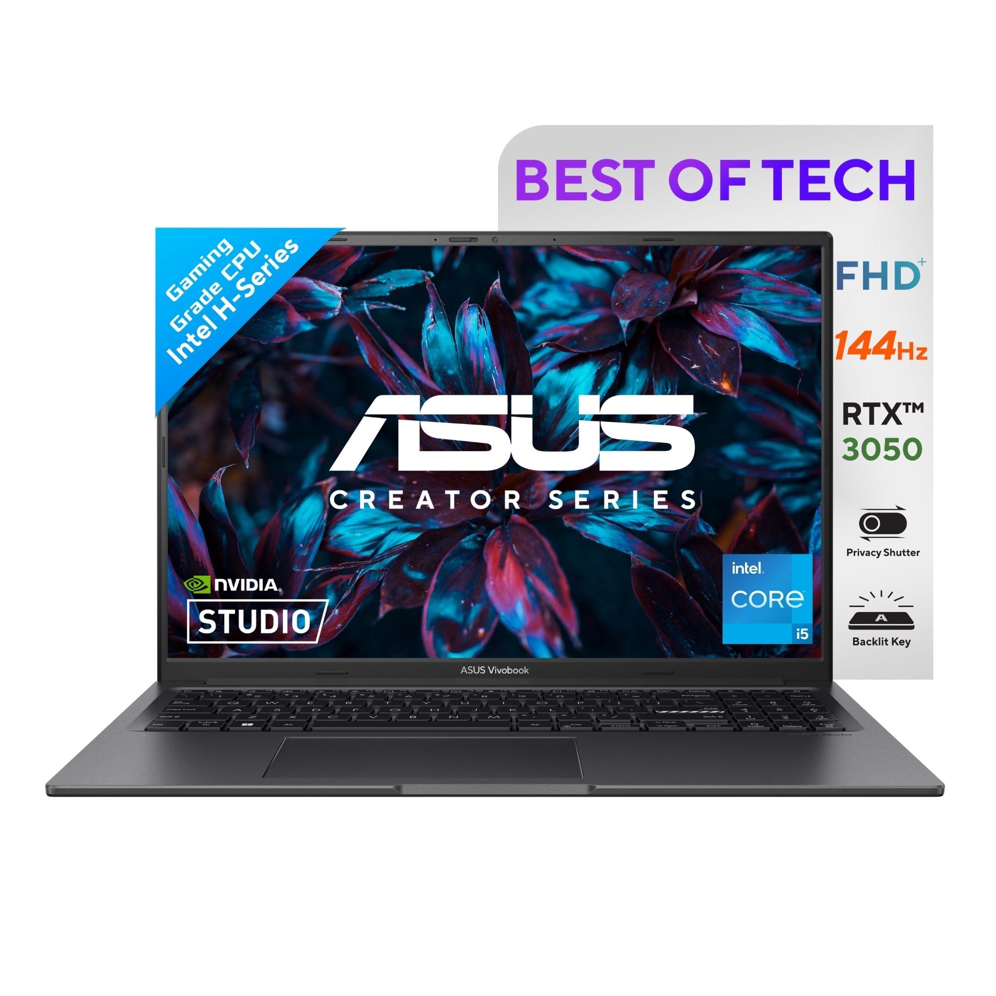 ASUS Vivobook 16X, 16" FHD+ (1920 x 1200), Intel Core i5-13420H Processor, (16GB RAM/512GB SSD/RTX 3050/Windows 11/Indie Black/1.8 Kg), K3605VC-RP412W