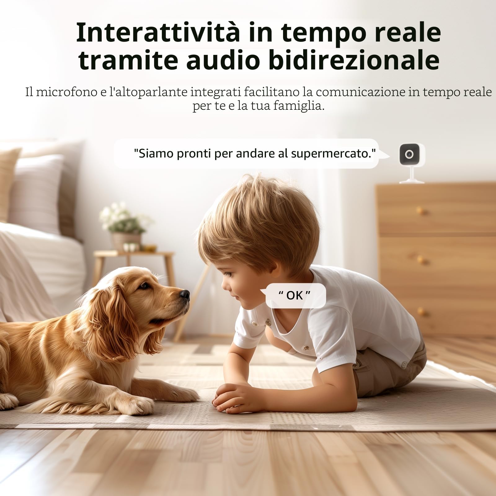 Videocamera Sorveglianza Smart WiFi Indoor Slim Gen2 AI 1080P Full HD