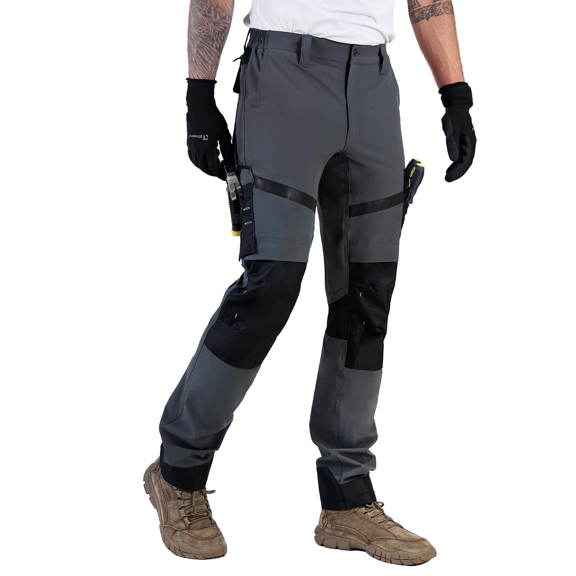 Ellobird Construction Work Pants for Men Cargo 4 Way Stretch
