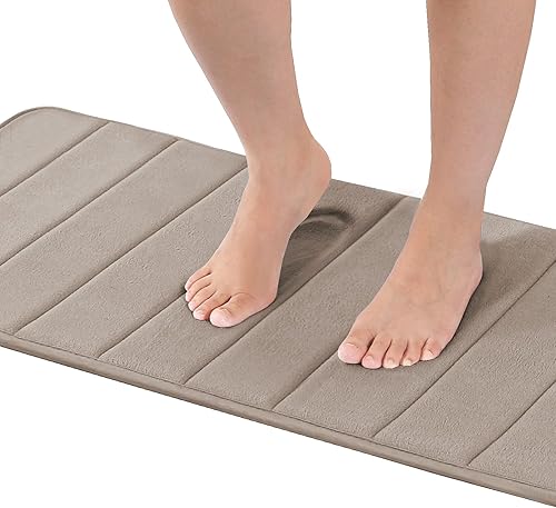 Flamingo P Tapete de baño de espuma viscoelástica, antideslizante y absorbente, de secado rápido, lavable a máquina, tapete de baño grueso para