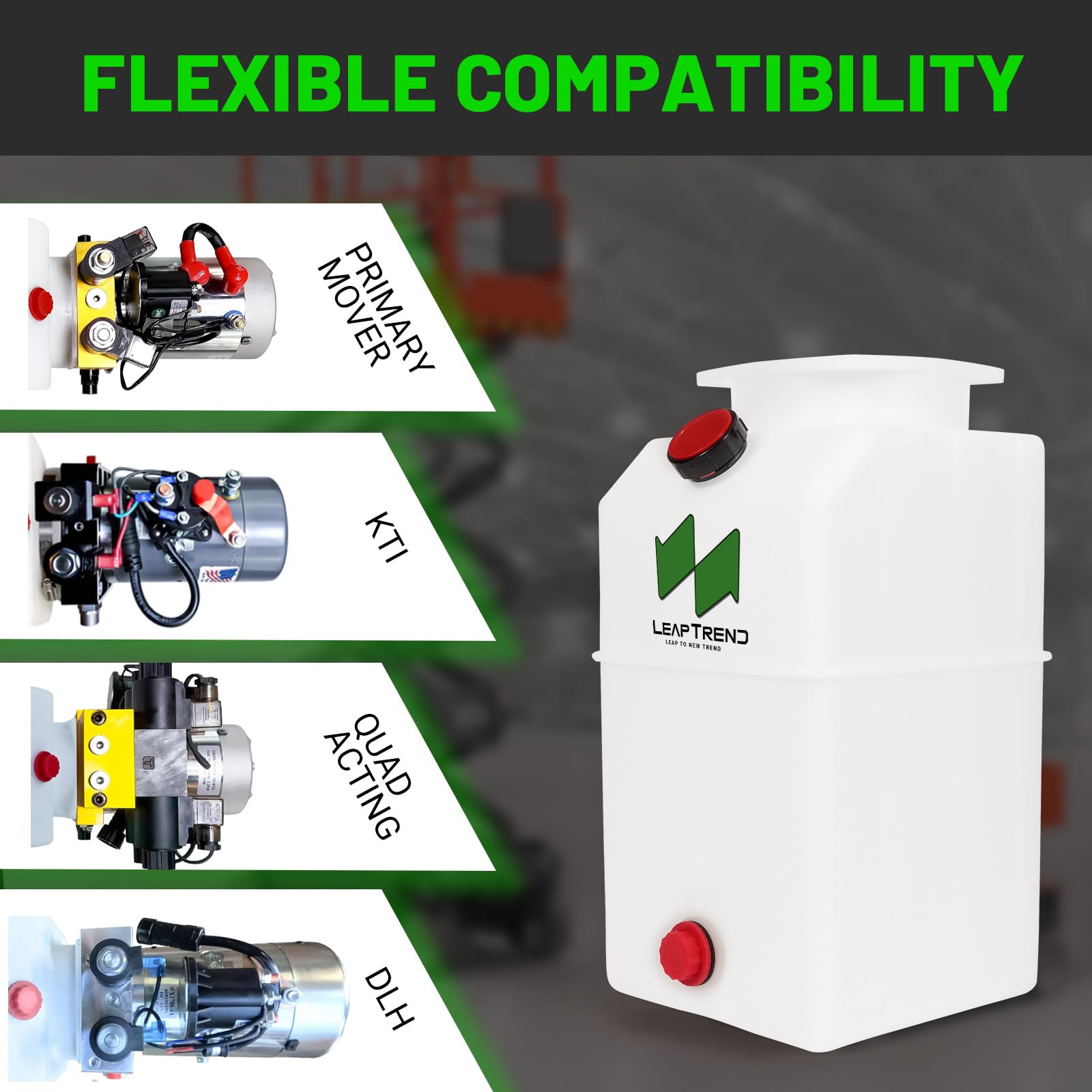 LEAPTREND Réservoir de fluide en polyéthylène de 6 litres pour systèmes hydrauliques, compatible avec les camions à benne, remorques, camping-cars, bateaux
