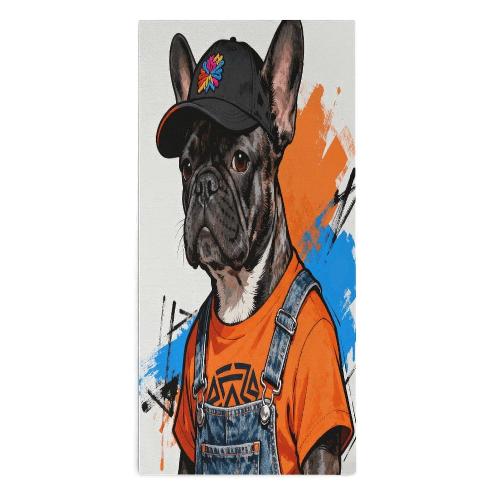 YUXBVKRS Hip-hop Bulldog Hand Towels for Bathroom 14x29 Inch
