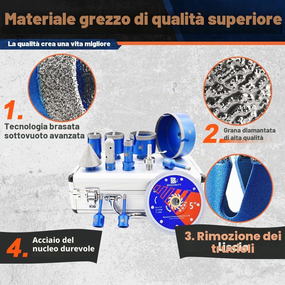 Punte Diamantate Gres Porcellanato - 6/6/8/20/35/50/68/110mm frese diamantate, 10mm Fresa, 50mm Punte Smusso,125mm X Disco,per Porcellana Piastrelle Ceramica Marmo Granito