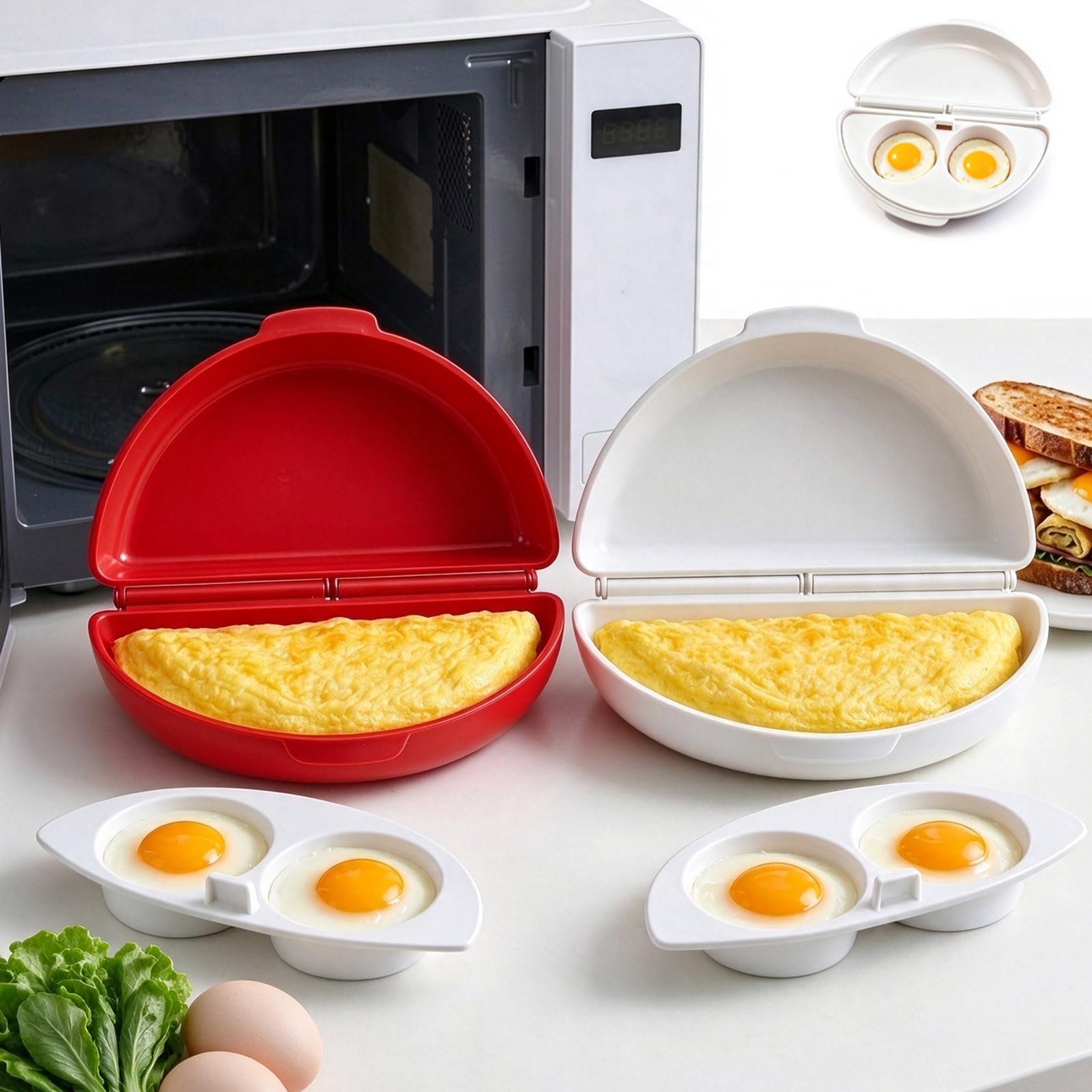 2-in-1 Microwave Omelet & Egg Cooker with Removable Omelette Maker Insert