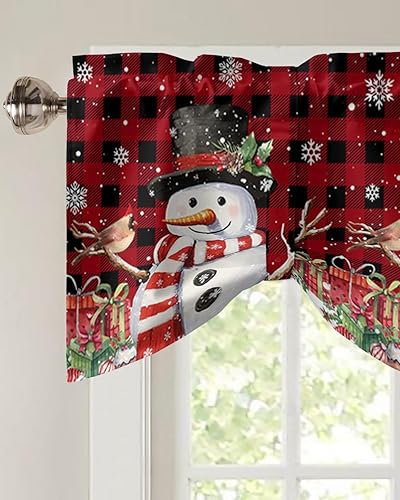 Miniatura 3 de Cenefas de Navidad con diseño de muñeco de nieve para ventanas, muñeco de nieve de Navidad, cardenal, rojo, negro, búfalo, a cuadros, bolsillo para