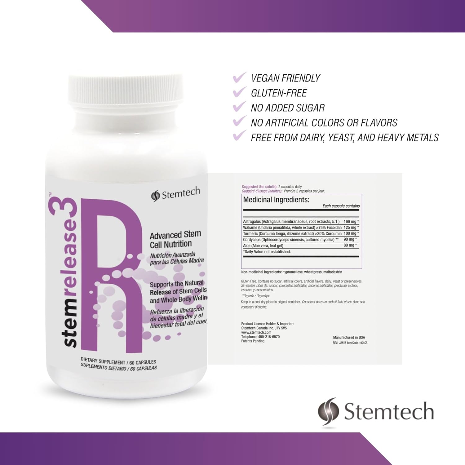 Stemrelease3™ Cutting-Edge Stem Cell Nutrition for Natural Renewal and Youthful Vitality, Exclusive Blend for Enhanced Telomere Health 60 Capsules (3 Pack) - Image 5