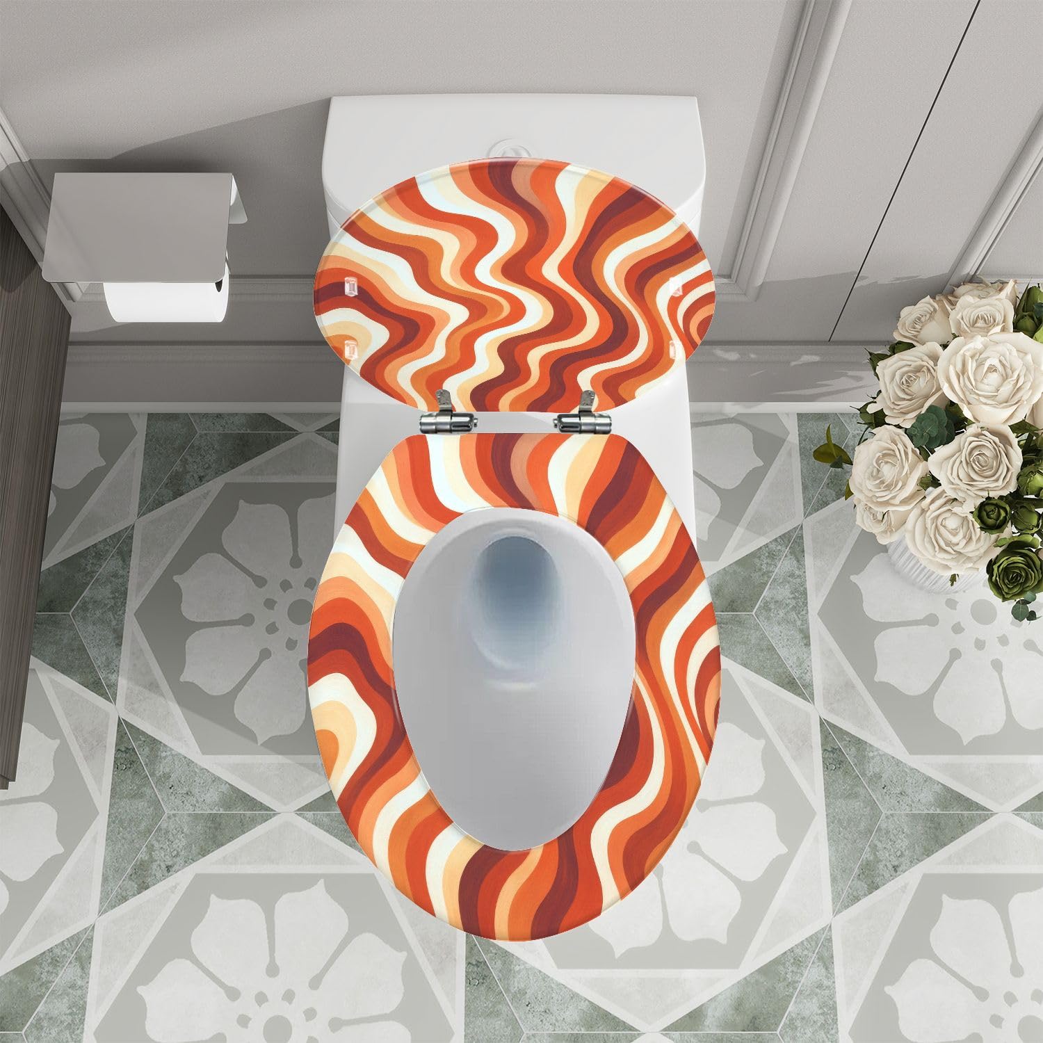 Asiento de inodoro alargado para baño