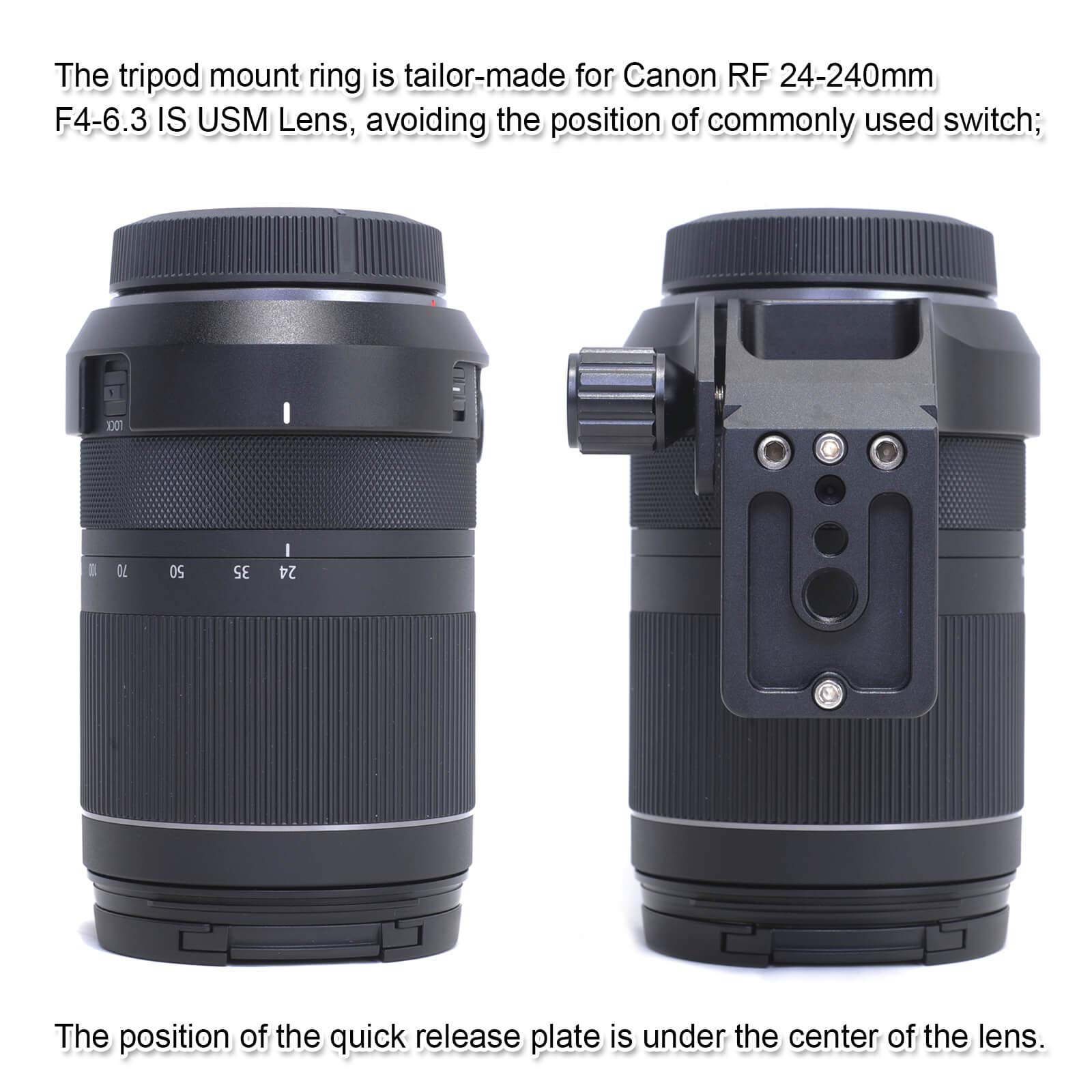 Collare Per Treppiede Per Canon RF 24-105mm F4L – Con Piastra Arca-Swiss E Attacco QD