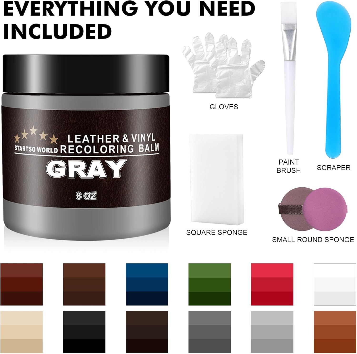 STARTSO WORLD Gray Leather Recoloring Balm, Leather Repair Kit for Furniture,Couches & Car Seats, Leather Paint, Leather Color Restorer, Leather Scratch Remover - Image 7
