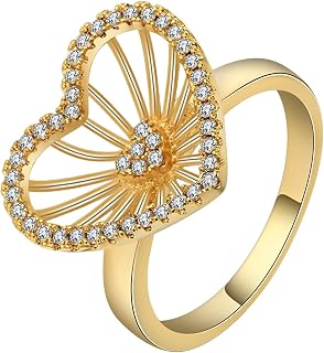 Heart Ring Gold,Wedding Band Zircon Elegant Vintage Jewelry Best Friend Birthday Gifts for Women
