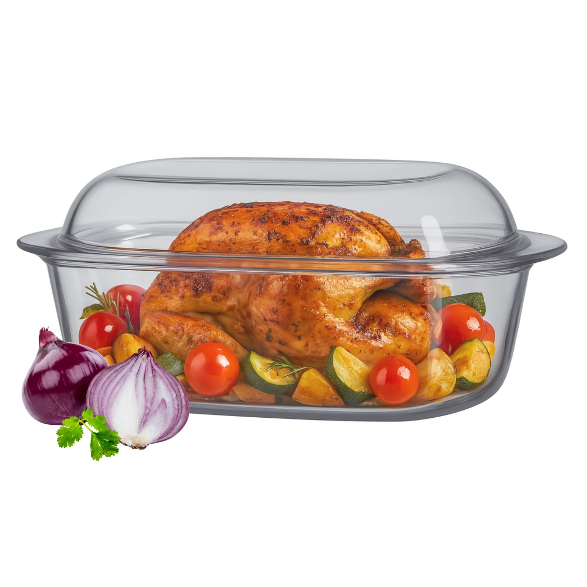 OMAGO® Naczynie żaroodporne prostokątne 4,4 l z pokrywką, duże szklane naczynie do piekarnika, forma do zapiekania mięsa i lasagne