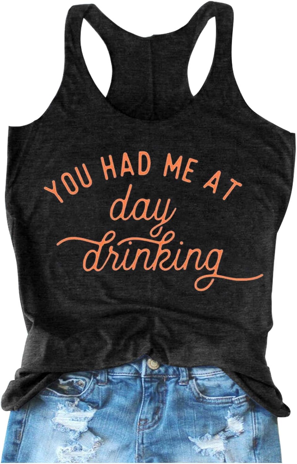 You Had Me Racerback Tank Tops Women Summer Casual Basic Graphic Tanks Vest Funny Beach Vacation Classic-Fit Shirt Cami : Clothing, Shoes & Jewelry