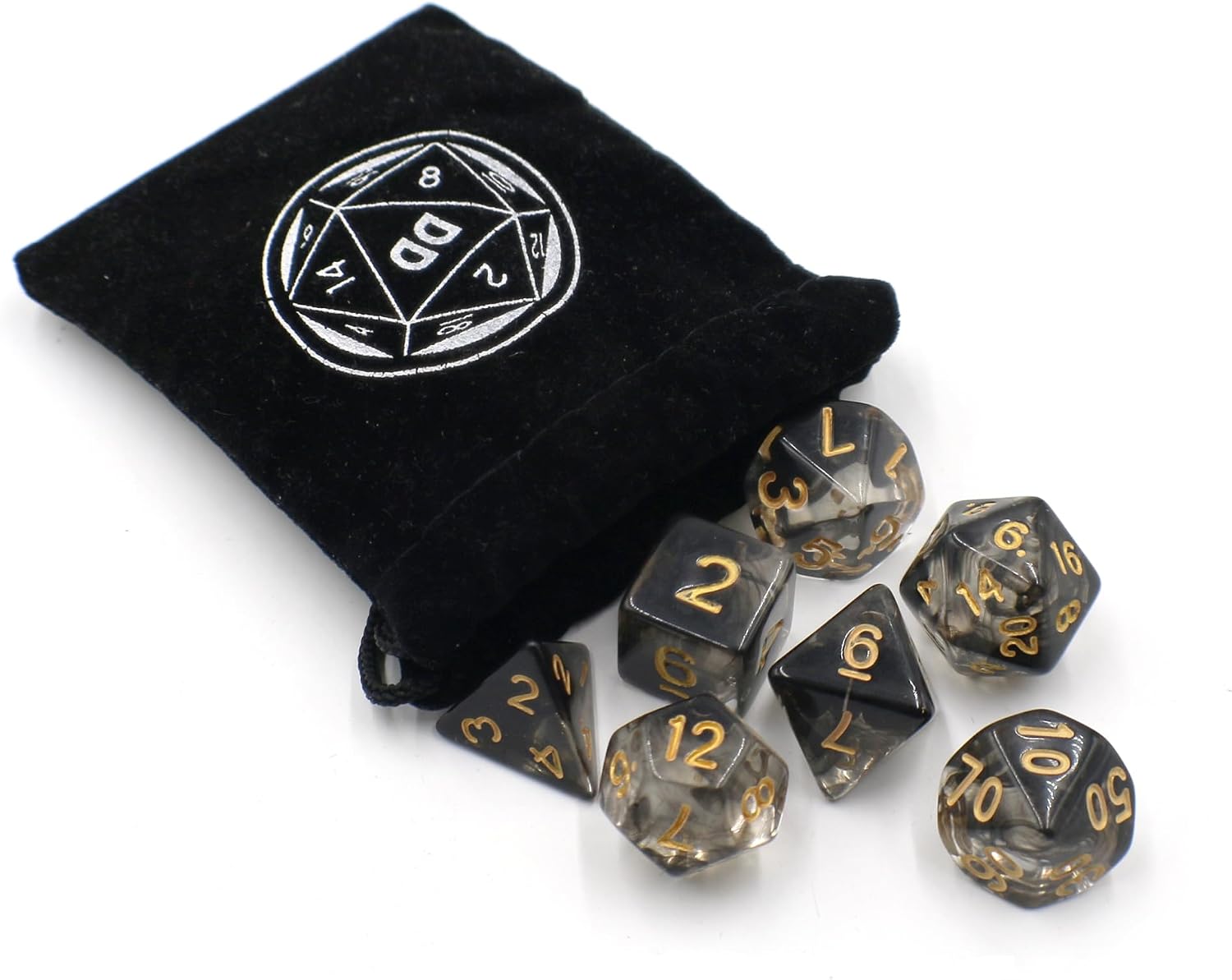 Wooden Dice Tray with Premium Walnut Frame and Matching D&D Dice Set - Tabletop Gaming Accessory (Black)