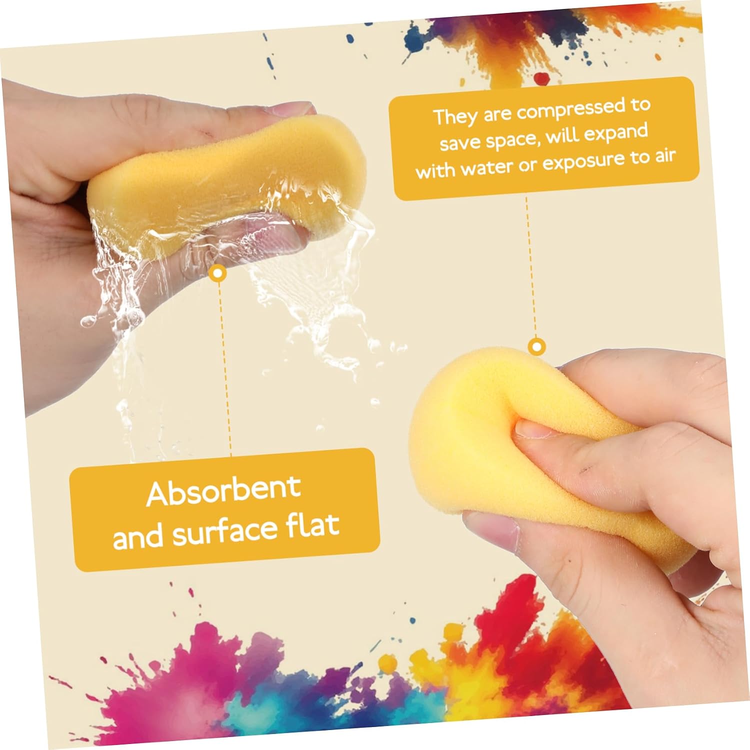 DOITOOL 1Set Round Yellow Painting Sponges Multipurpose Artist Sponges for Watercolor Crafts and Cleaning for Tiles Ceramics and Home Projects